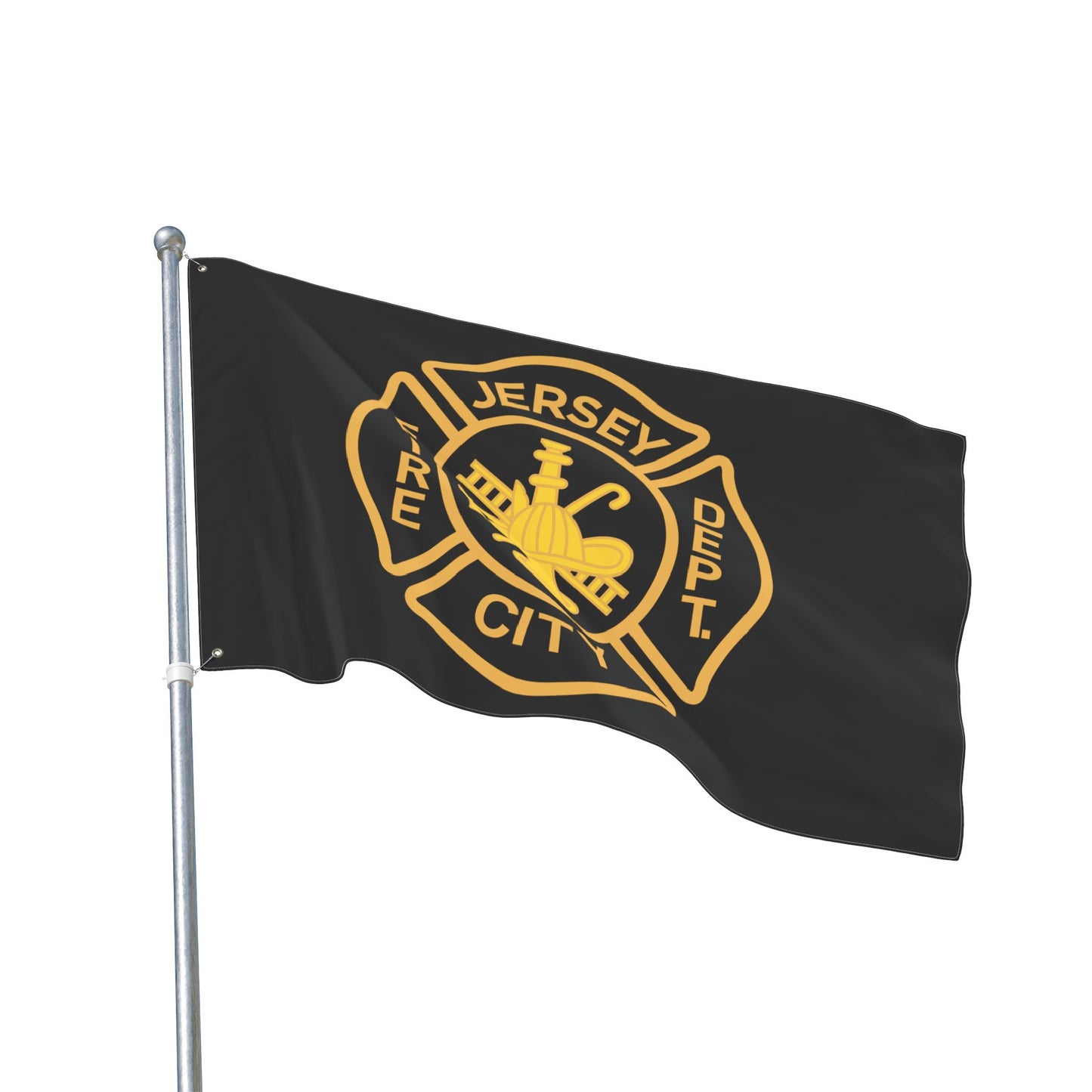 Jersey City Fire Dept Maltese Cross Double-Sided Flag
