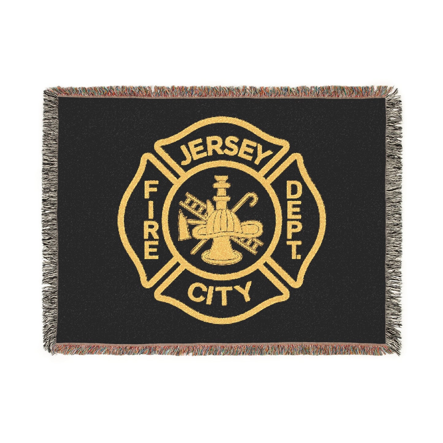 Jersey City Fire Department Woven Blanket — Jersey City Maltese Cross Design