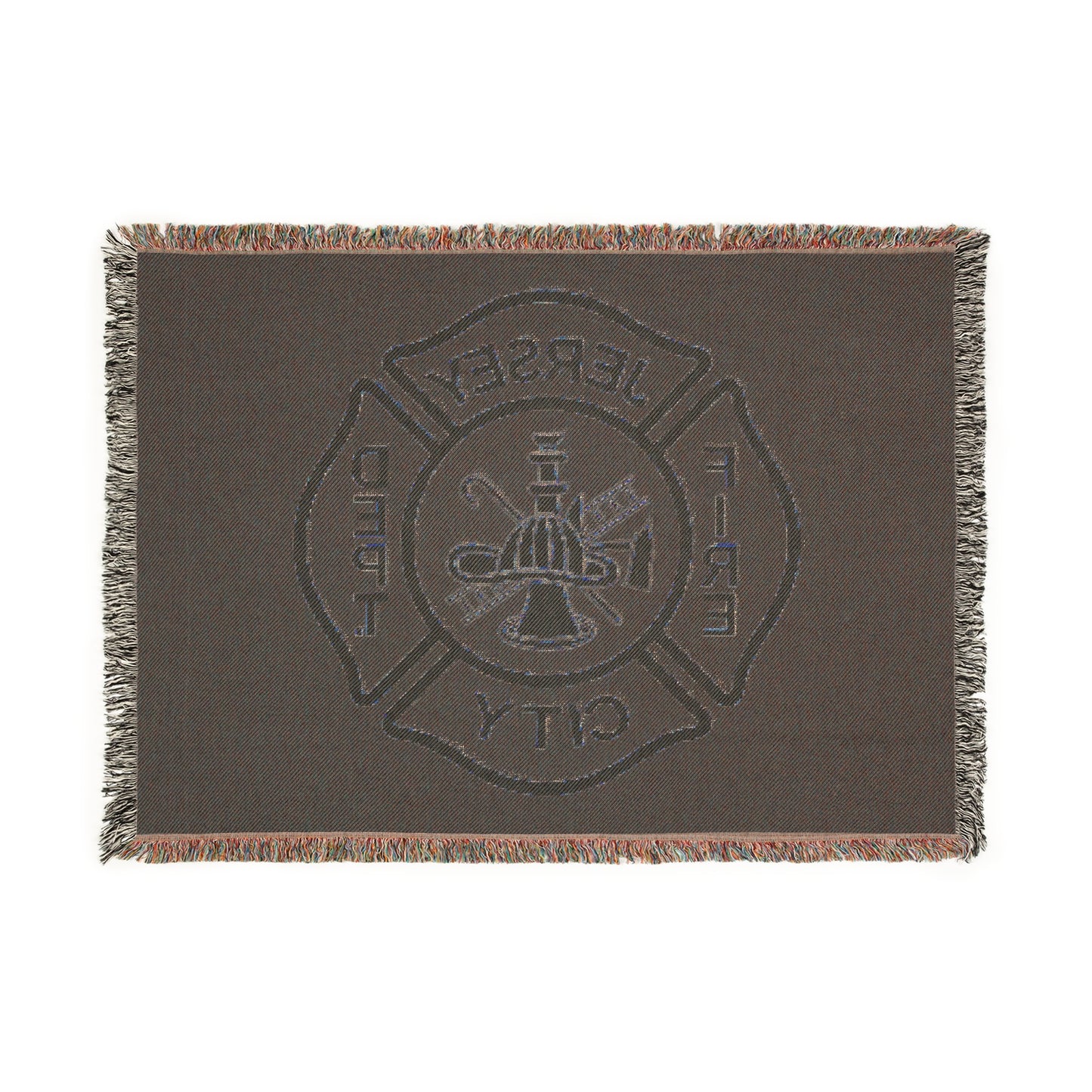 Jersey City Fire Department Woven Blanket — Jersey City Maltese Cross Design