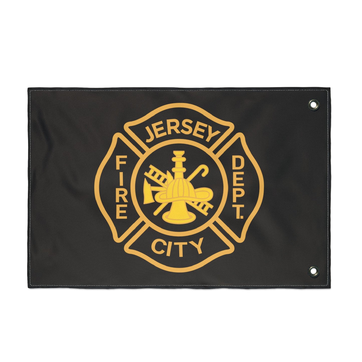 Jersey City Fire Dept Maltese Cross Double-Sided Flag