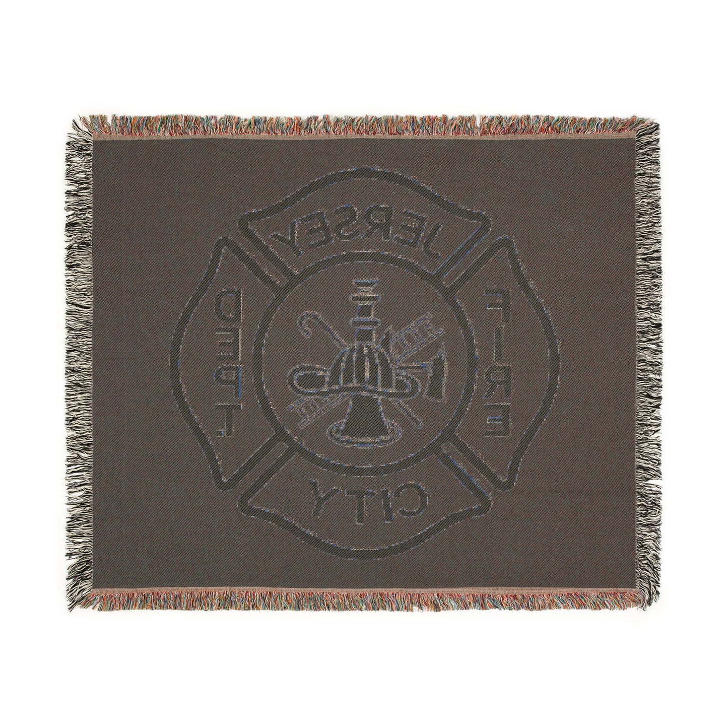 Jersey City Fire Department Woven Blanket — Jersey City Maltese Cross Design