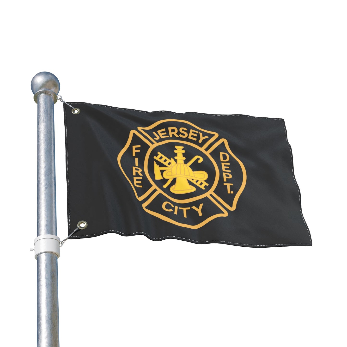 Jersey City Fire Dept Maltese Cross Double-Sided Flag