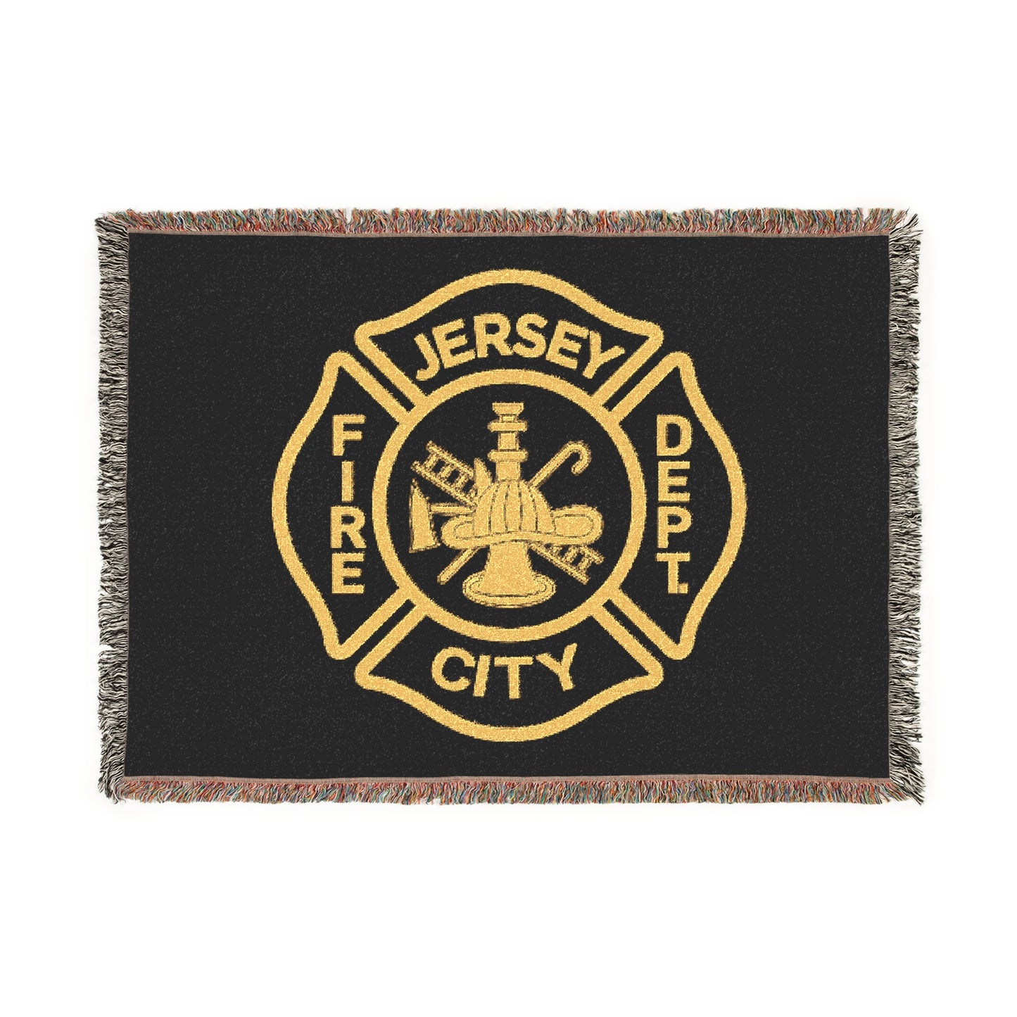 Jersey City Fire Department Woven Blanket — Jersey City Maltese Cross Design