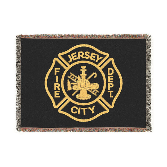 Jersey City Fire Department Woven Blanket — Jersey City Maltese Cross Design