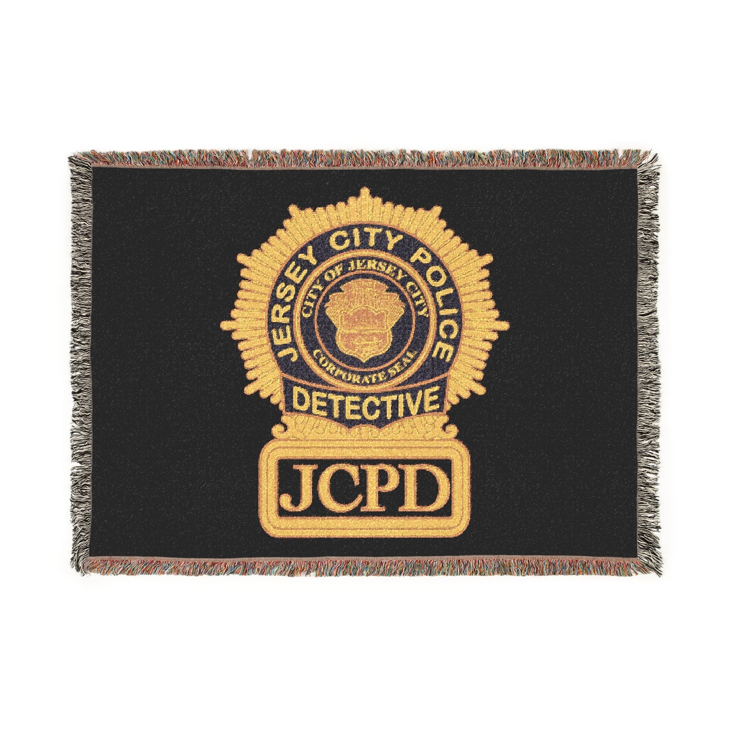 Jerse City Police Detective Badge Woven Blanket | JCPD Detective Badge Throw