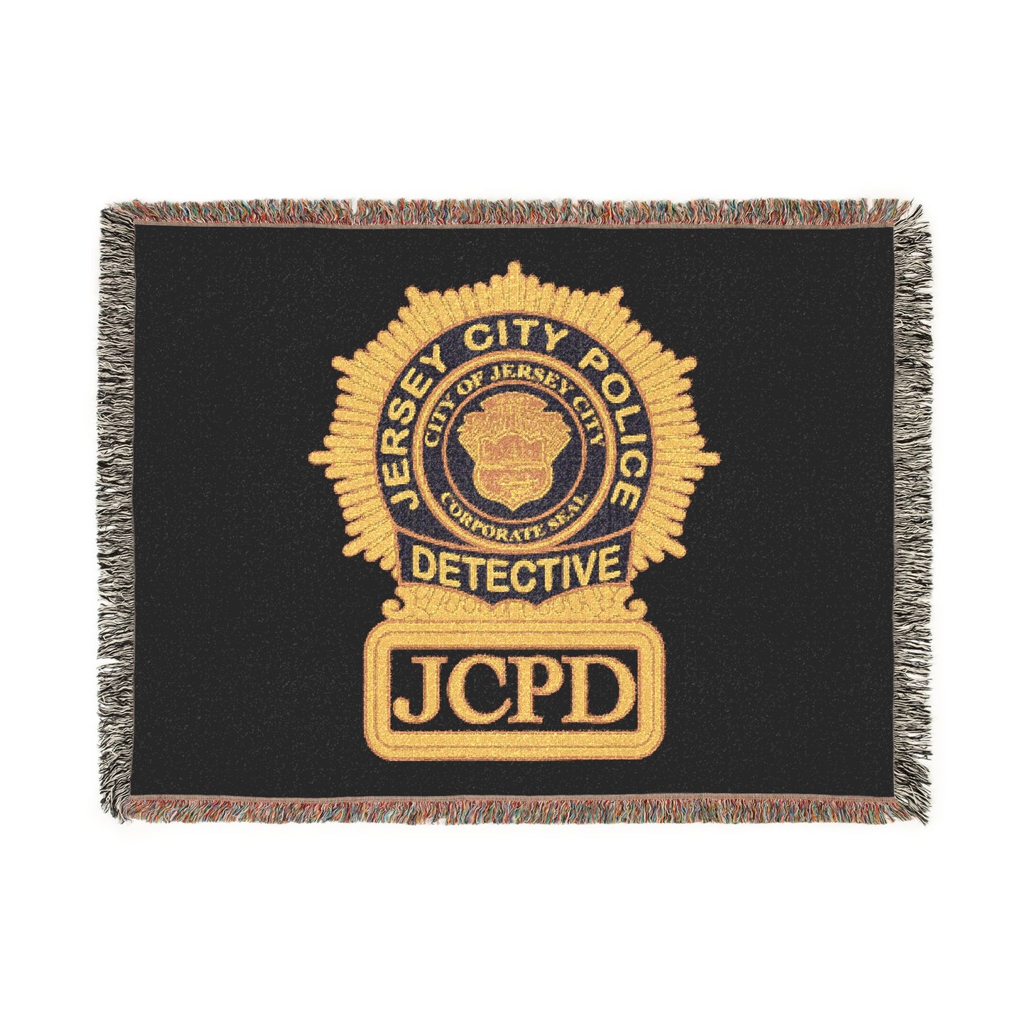Jerse City Police Detective Badge Woven Blanket | JCPD Detective Badge Throw