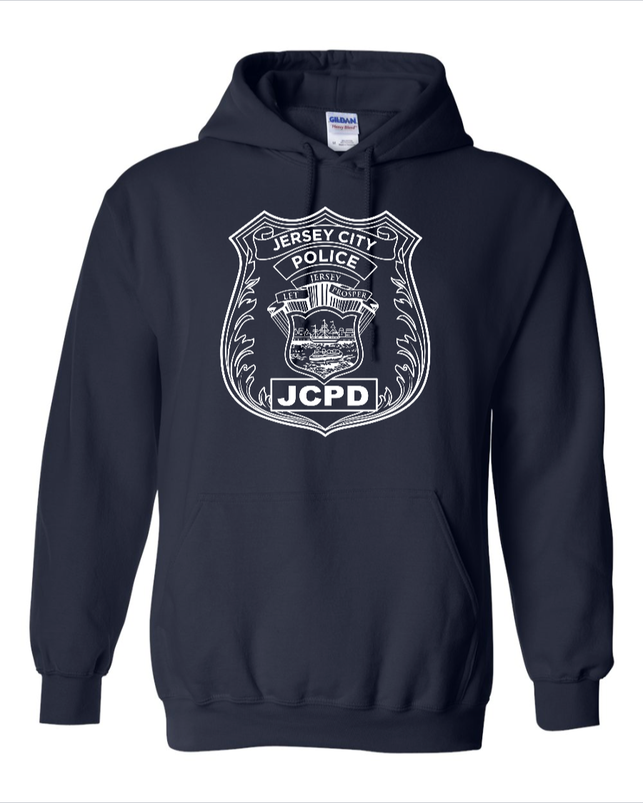 JERSEY CITY POLICE BADGE HOODED SWEATSHIRT