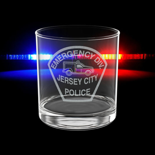 Jersey City Police Original Esu Patch Engraved Whiskey Glass 10.5oz