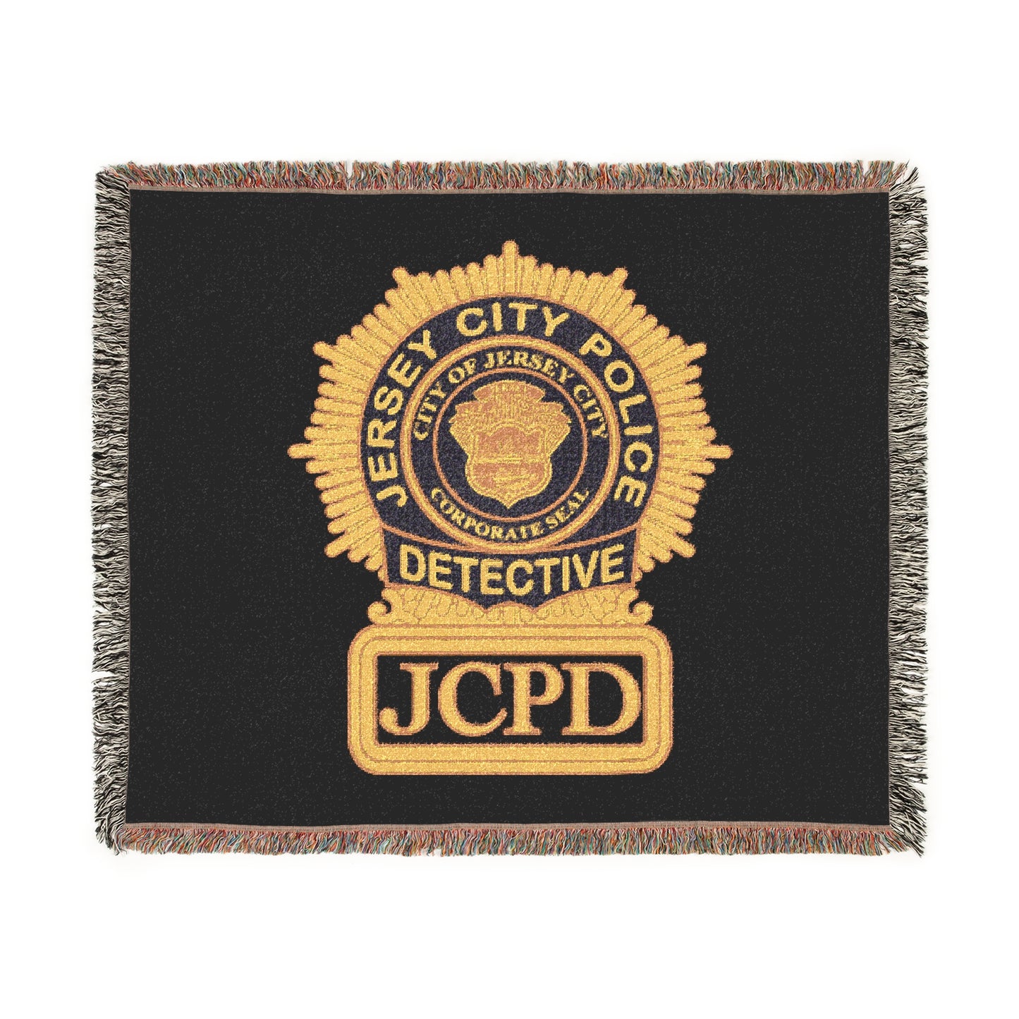 Jerse City Police Detective Badge Woven Blanket | JCPD Detective Badge Throw