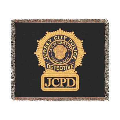 Jerse City Police Detective Badge Woven Blanket | JCPD Detective Badge Throw