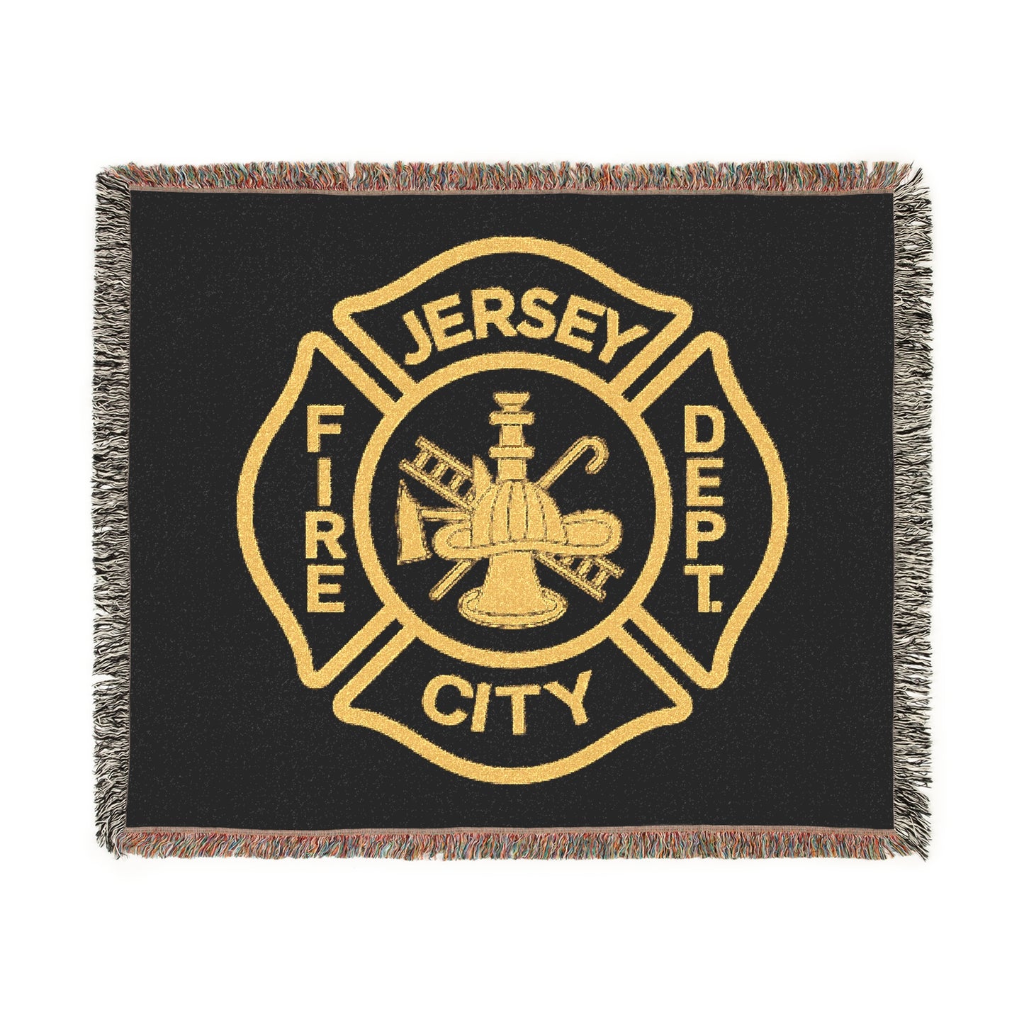 Jersey City Fire Department Woven Blanket — Jersey City Maltese Cross Design