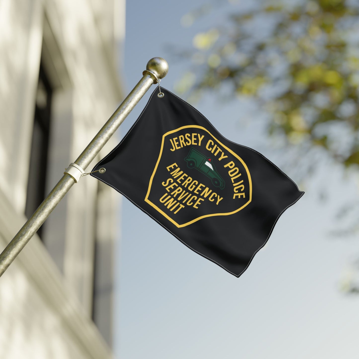 Jersey City Police Original Esu Patch Double-Sided Flag