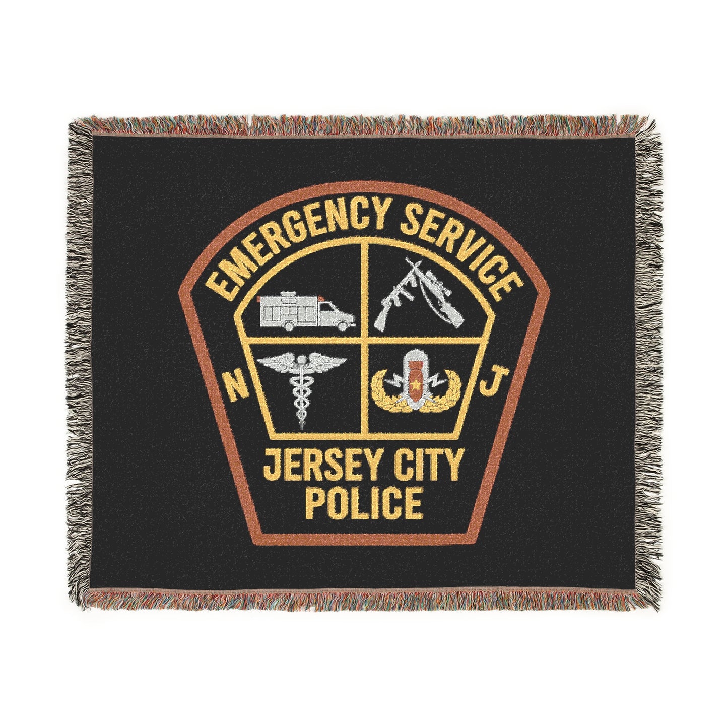 Jersey City Police Emergency Service Woven Throw Blanket