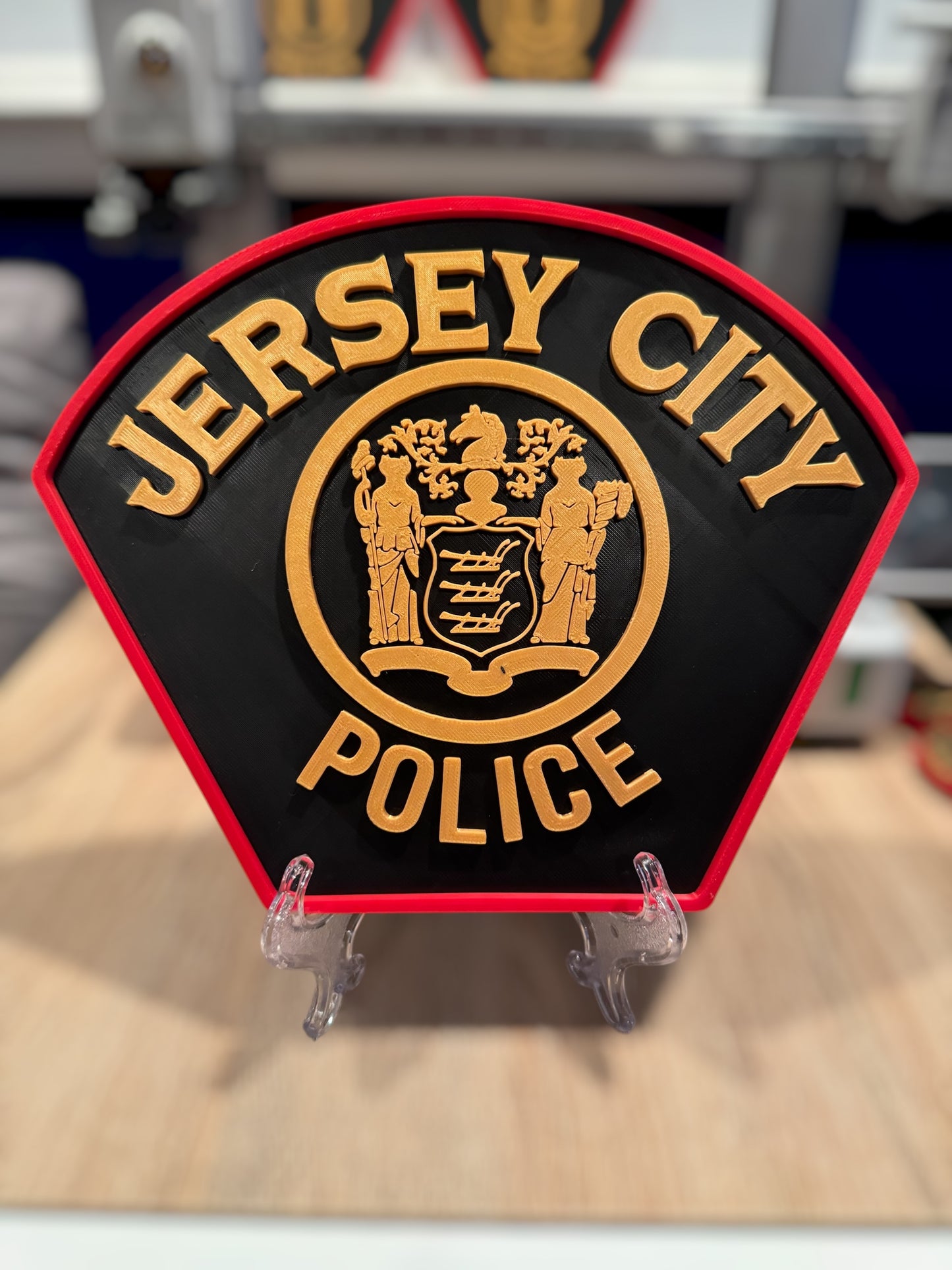 Jersey City Police Patch 3d Printed Desk Plaque