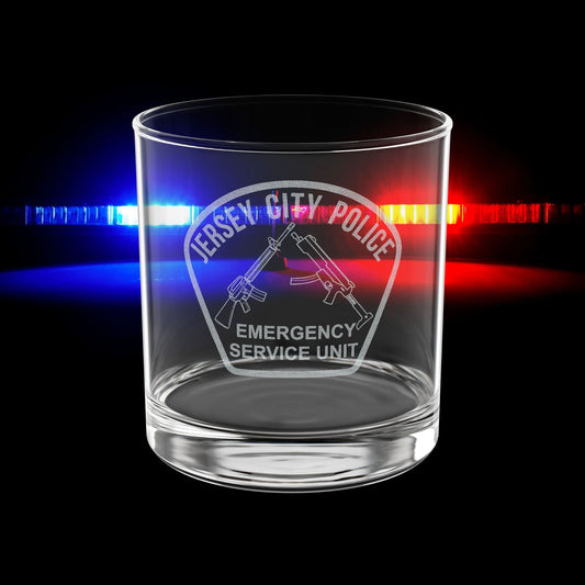 Jersey City Police ESU Engraved Whiskey Glass - Jersey City Police Emergency Service Unit 10.5oz