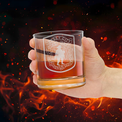 Jersey City Fire Department Engraved Whiskey Glass 10.5oz
