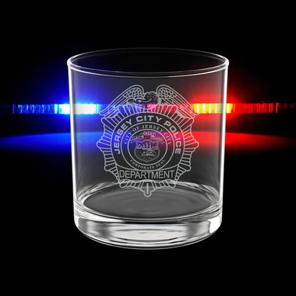 Jersey City Police Department Seal Engraved Police Badge Whiskey Glass 10.5 oz