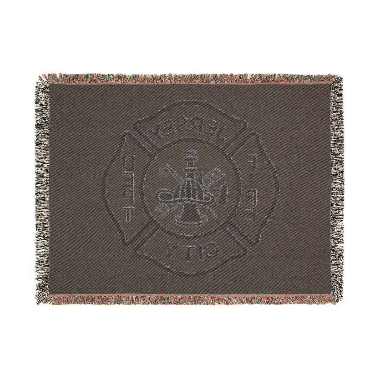 Jersey City Fire Department Woven Blanket — Jersey City Maltese Cross Design