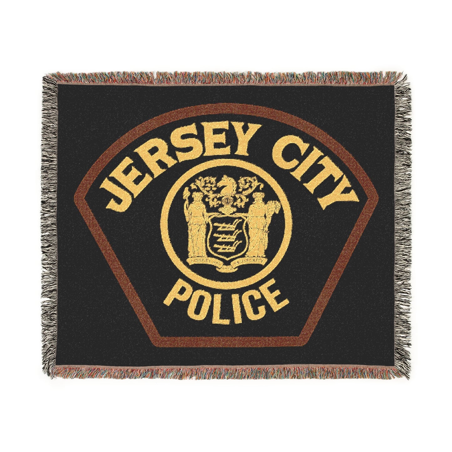 Jersey City Police Patch Woven Throw Blanket