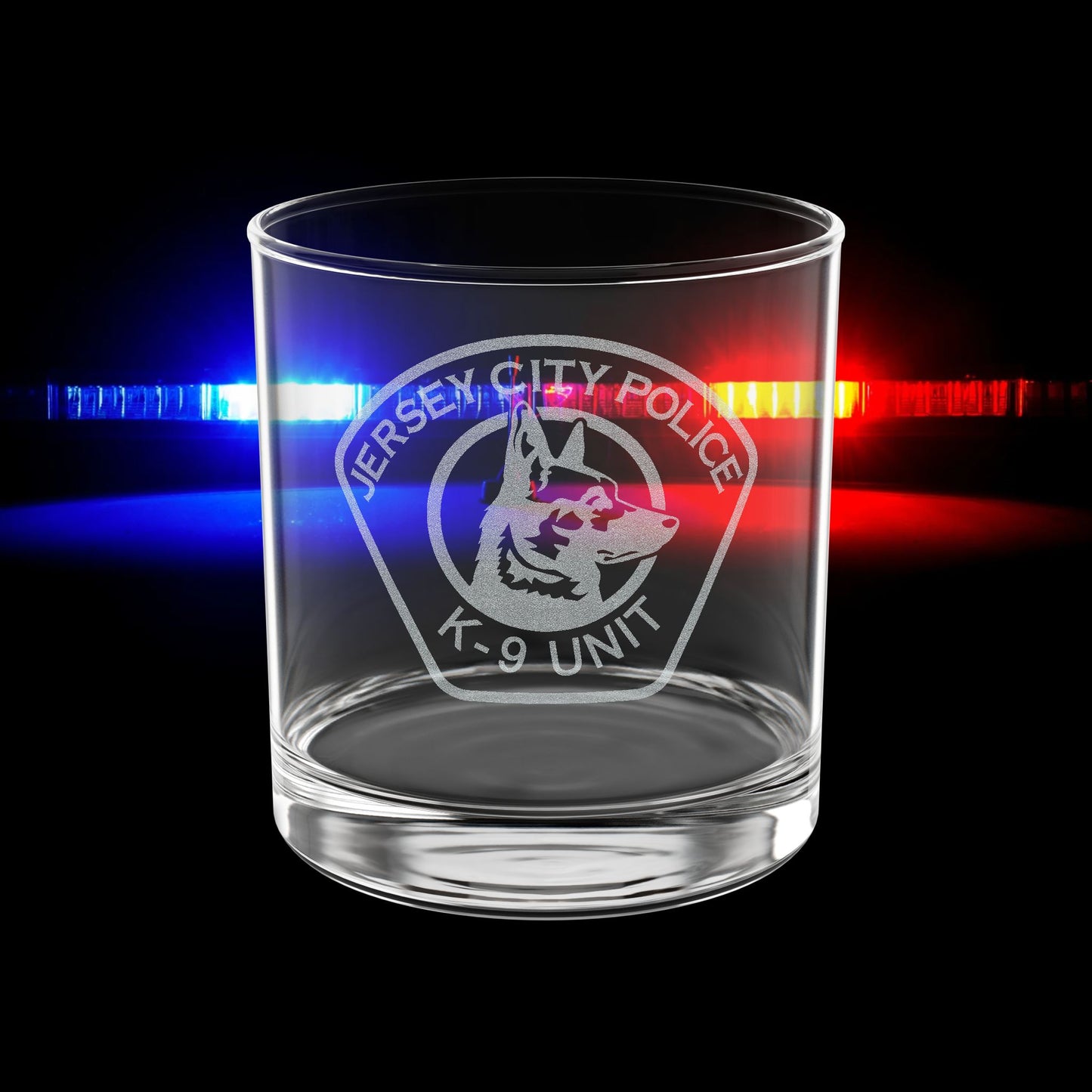 Jersey City Police K-9 Unit Engraved Whiskey Glass 10.5oz